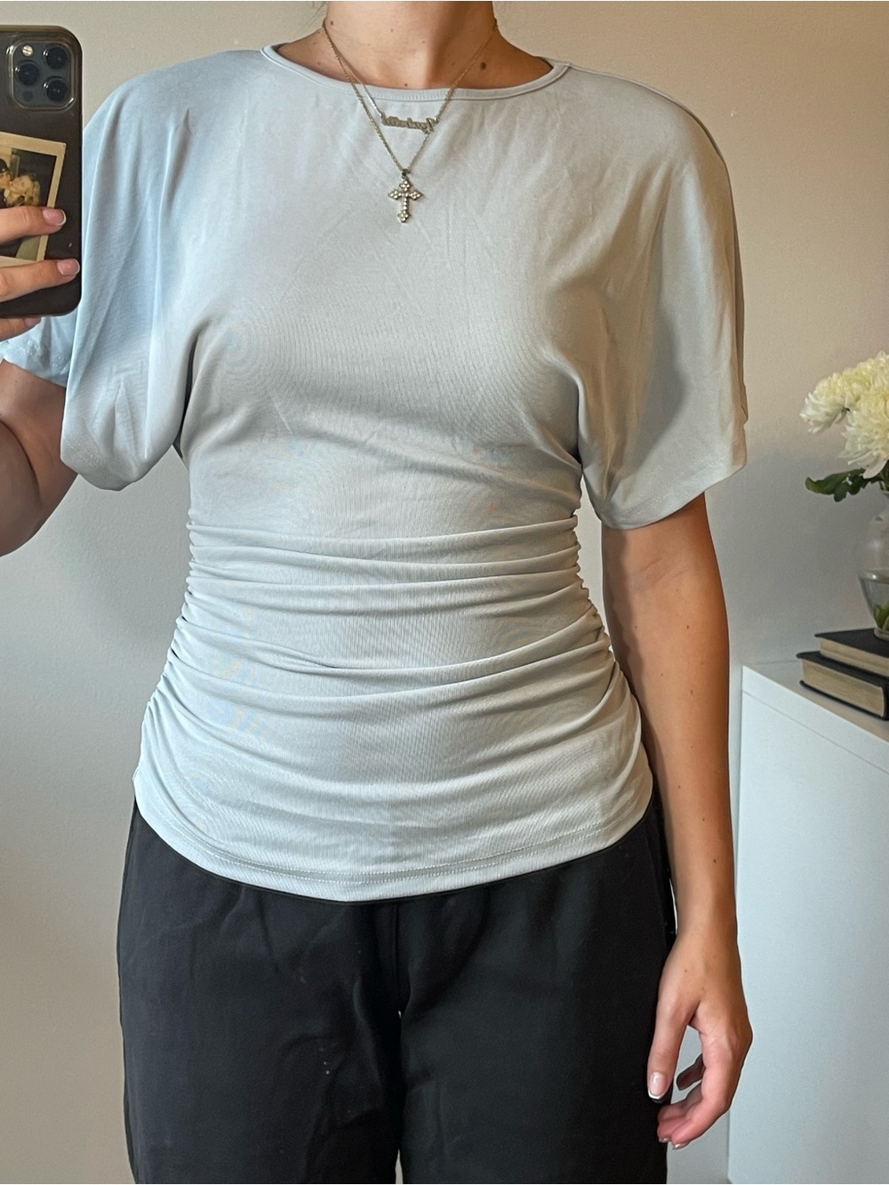 OGL Light blue Ruched Short Sleeve Tee